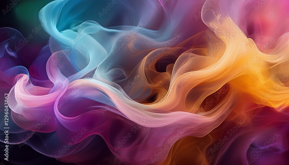 Obraz premium Close-up colored smoke swirl: soft light reflections. Abstract, vibrant, ethereal