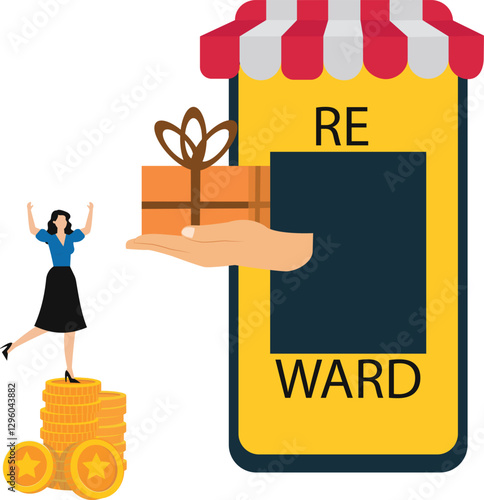 Referral rewards and Loyalty Marketing Program, Earning points and collect to get bonus, suitable for web landing page, ui, mobile app, banner template