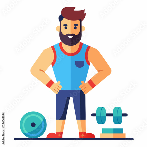Fitness Coach standing confidently with gym equipment