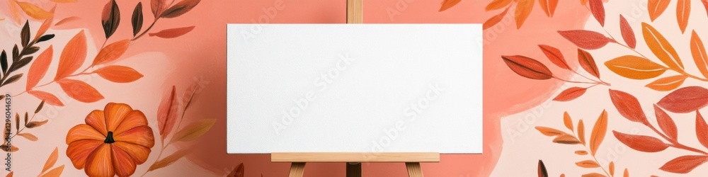Blank canvas on easel against autumnal background. Blank canvas on easel against autumnal background.