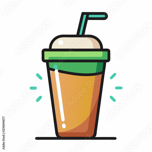 Protein Shake icon in colorful illustration with straw