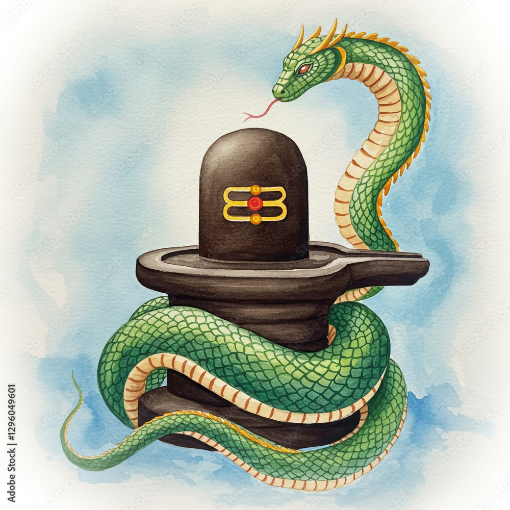 Obraz premium Close-up of Shiva Lingam with Snakes