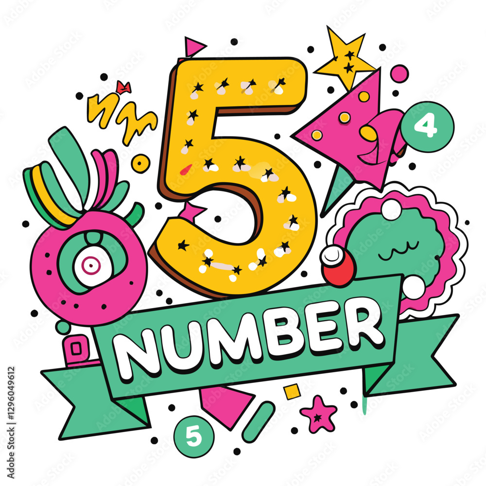 Fototapeta premium 5 number birthday colorful illustration vector design 