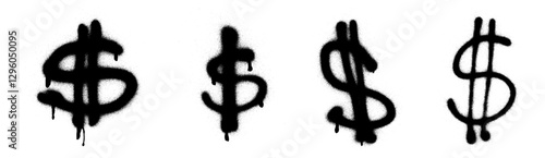 Dollar Sign Graffiti Grunge Spray Paint Stroke Vector Set