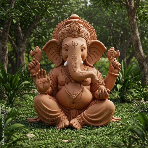 Lord Ganesha in a Serene Fo...