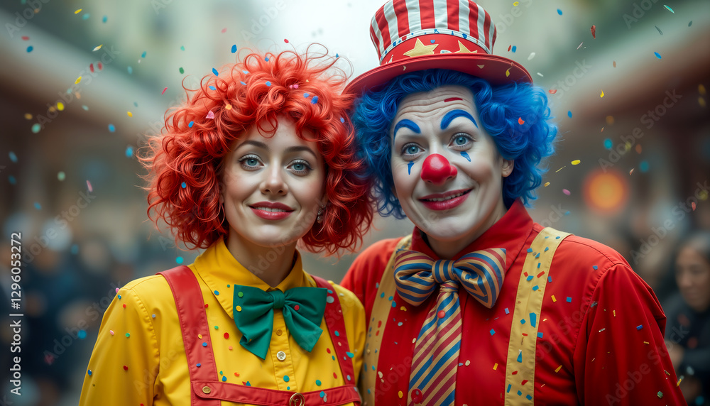 Fototapeta premium Portrait eines Clownpaars