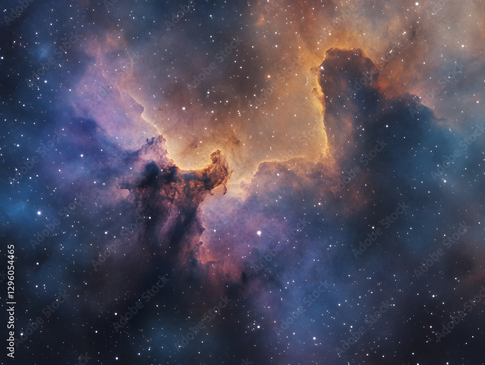 Naklejka premium cosmic themed wallpaper featuring detailed stars and nebulae, showcasing vibrant colors and intricate patterns in vastness of space