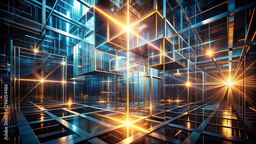 Abstract Urban Exploration: 3D Rendered Light Patterns on Dark Background