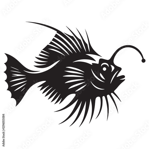 Minimalist Anglerfish silhouette, clean and modern for digital use - Anglerfish illustration - Minimalist Anglerfish vector - Fish silhouette
