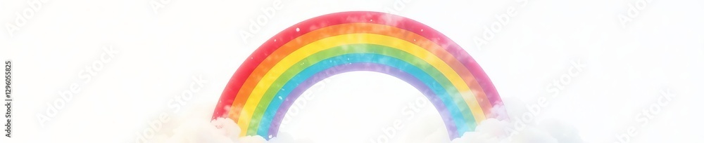 Fototapeta premium Vibrant arched rainbow swirl on white background, bright, twist