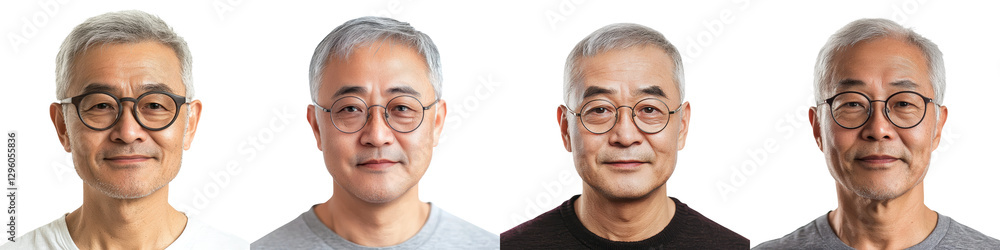 Confident and Cheerful Elderly Asian Man Portrait A Positive and Thoughtful Expression on the Face of a Senior Citizen with Gray Hair and Glasses Confident and Cheerful Elderly Asian Man Portrait A Positive and Thoughtful Expression on the Face of a Senior Citizen with Gray Hair and Glasses