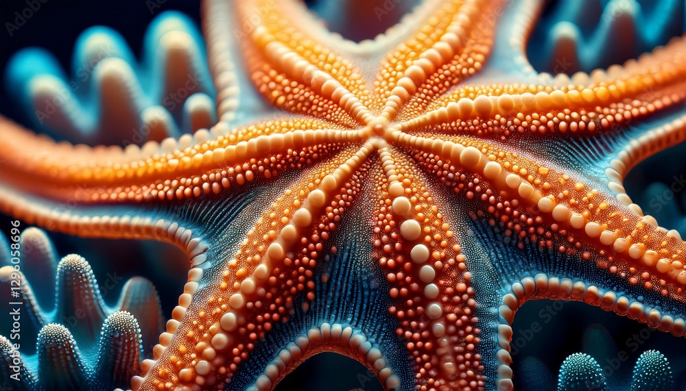 Obraz premium Macro starfish surface: bumpy, textured skin, unique design. Intricate marine detail.