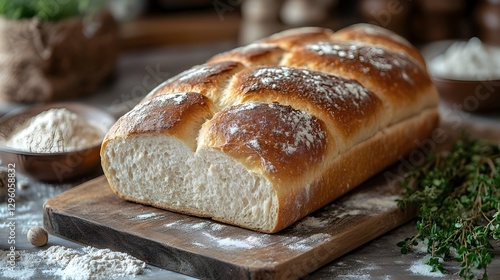 fresh bread on the table Loaf of bread still life