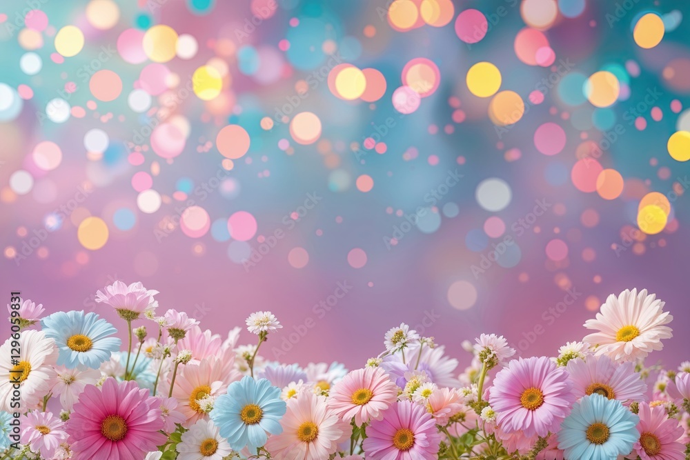 Obraz premium Joyful Backgrounds with Blissful Pastel Tones and Vibrant Bokeh Light Effects