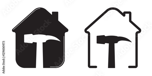 Template logo design creative construction concept in a minimalist style. Construction, repair and reconstruction of the house. EPS 10. Vector illustrations