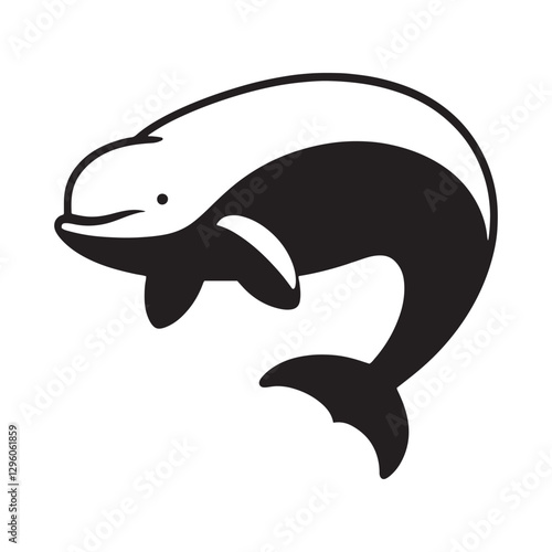 Fascinating Beluga Whale silhouette, reflecting oceanic beauty - Beluga illustration - Minimalist Beluga vector - Whale silhouette
