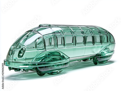 Obraz na płótnie Made of glass Bullet Train, vehicle sculpture, reflective vehicle, white backdrop w salonie