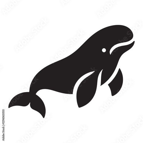 Mysterious Beluga Whale silhouette, evoking the depths of the sea - Beluga illustration - Minimalist Beluga vector - Whale silhouette
