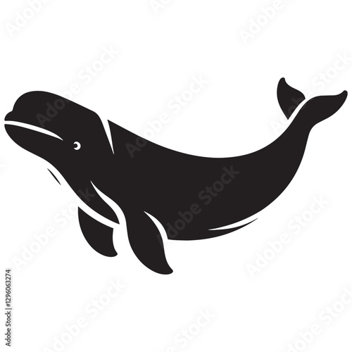 Dynamic Beluga Whale silhouette, showcasing its movement - Beluga illustration - Minimalist Beluga vector - Whale silhouette
