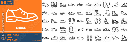 Shoes Line Editable Icons set