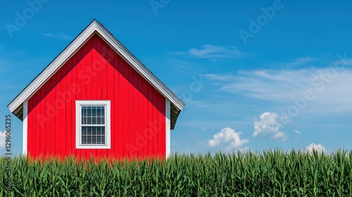 Wallpaper Mural Striking image of a bright red house standing out against a clear blue sky on a perfect sunny day Torontodigital.ca