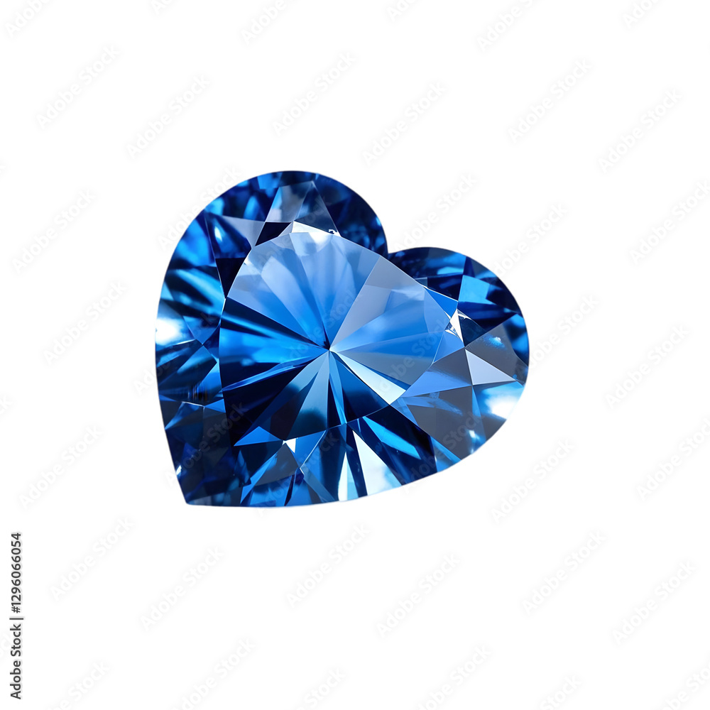 Fototapeta premium blue heart shaped diamond on transparent background