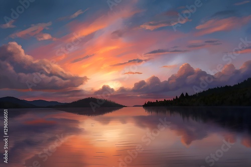 Wallpaper Mural sunrise over the lake Torontodigital.ca