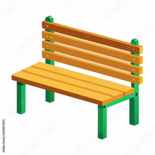 Park Bench illustration with green and yellow colors