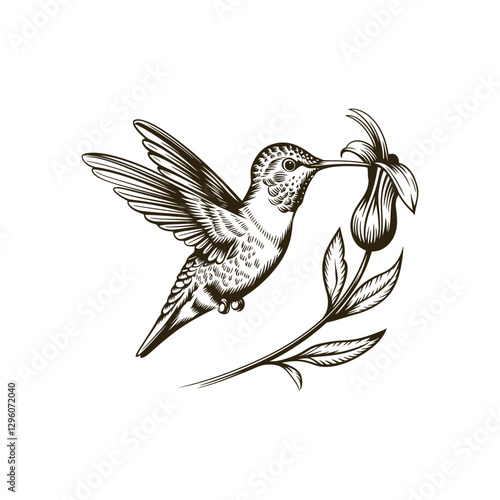 Vintage engraving woodcut hummingbird vector illustration art design
