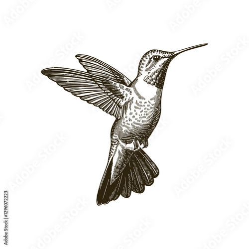 Vintage engraving woodcut hummingbird vector illustration art design
