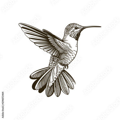 Vintage engraving woodcut hummingbird vector illustration art design