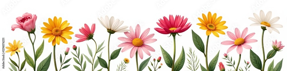 custom made wallpaper toronto digitalVector illustration of various daisy flowers isolated on white, Fresh, Botany