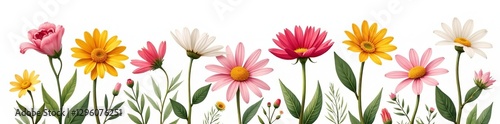 Wallpaper Mural Vector illustration of various daisy flowers isolated on white, Fresh, Botany Torontodigital.ca