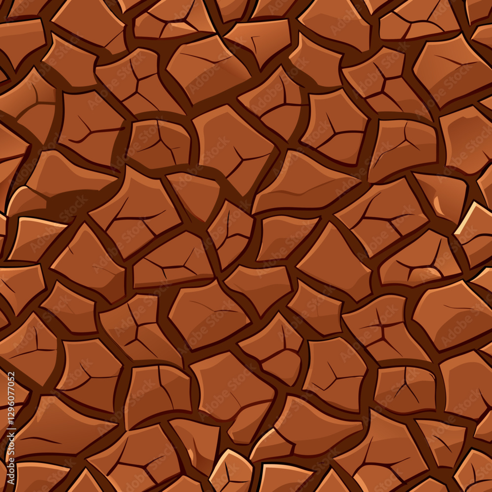 Seamless vector chocolate rock texture with cracked surface