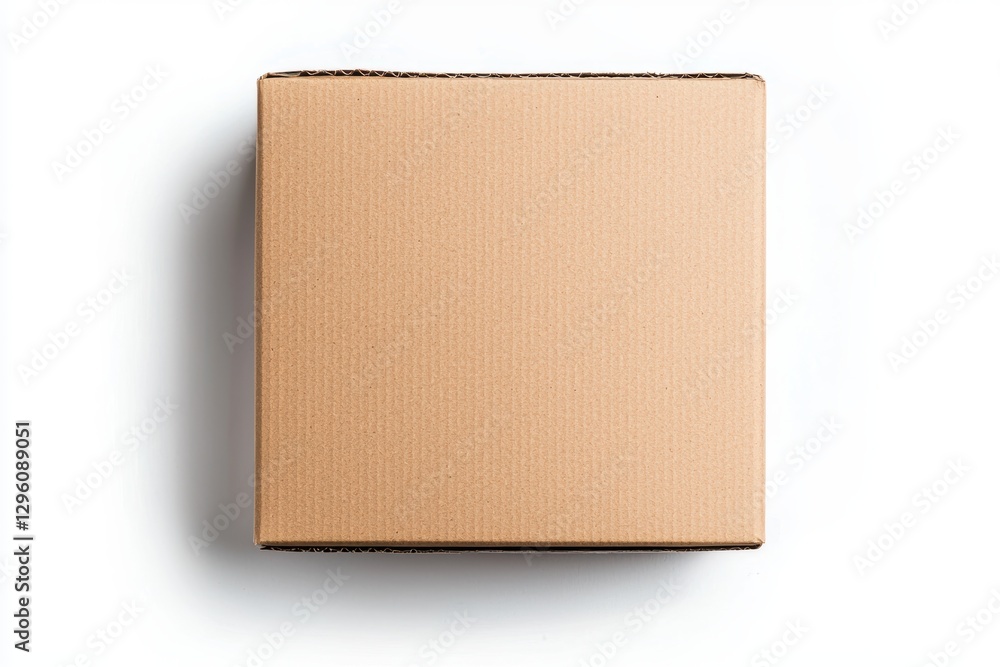 Top view of a closed cardboard box on a white background. Concept of delivery, packaging, and storage. Top view of a closed cardboard box on a white background. Concept of delivery, packaging, and storage.