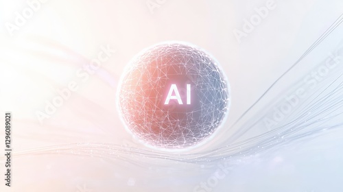 Modern Abstract Representation of Artificial Intelligence Featuring Glowing Orb. Generative AI