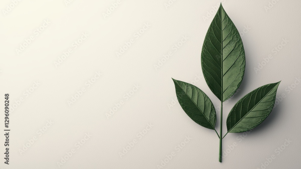 Fototapeta premium Green leaves on a white background. Concept of nature, environment, and growth.