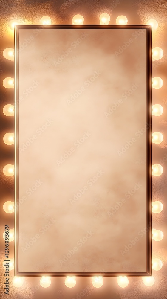 Obraz premium A rectangular mirror has light bulbs around the entire frame edge