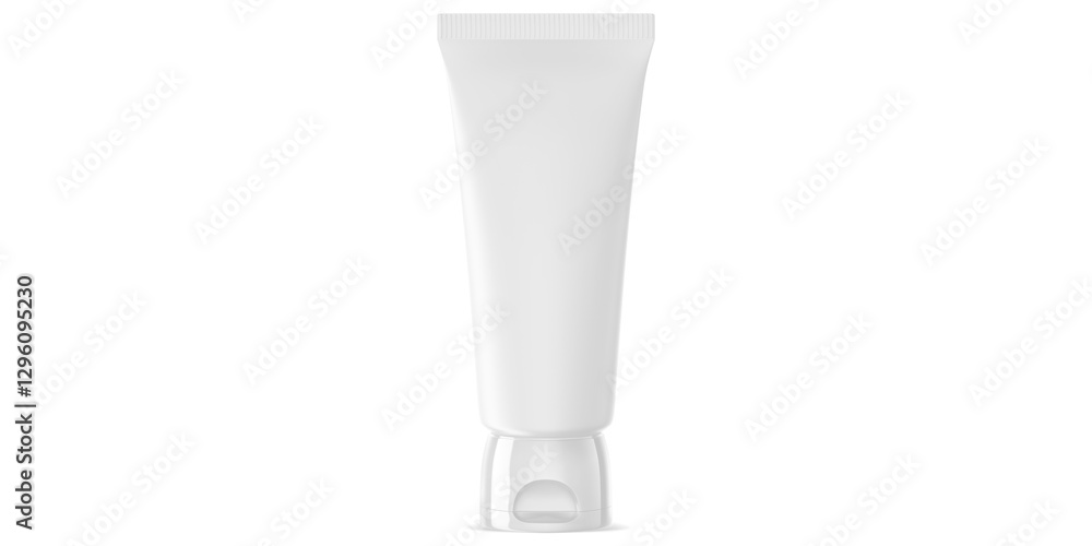 White blank cosmetic tube mockup, front view White blank cosmetic tube mockup, front view
