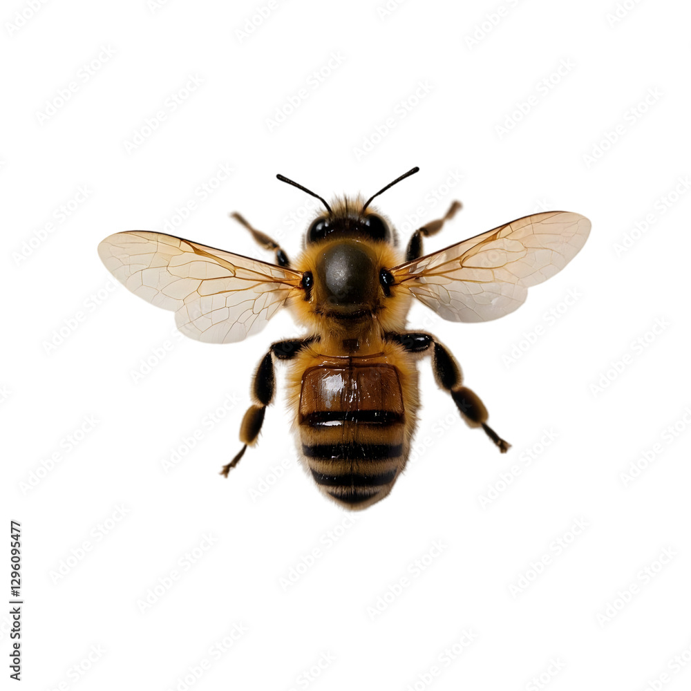 Honey bee top view on transparent background Honey bee top view on transparent background