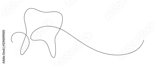 Tooth. Continuous line drawing. Frame border.