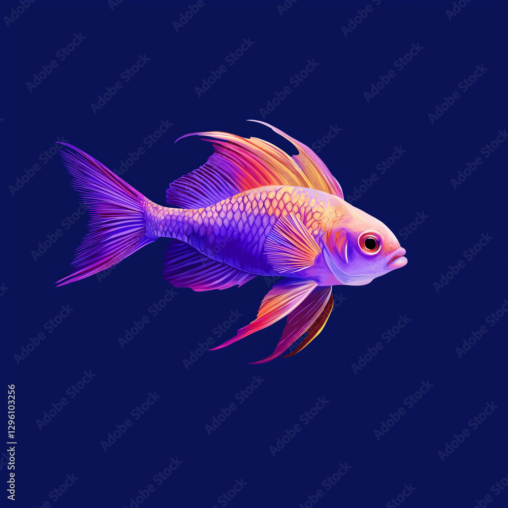 A colorful fish swimming in a blue ocean A colorful fish swimming in a blue ocean