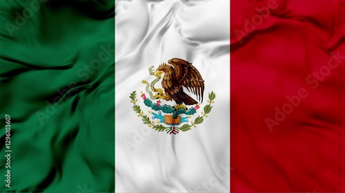 Mexico Flag Waving in The Wind, Motion Animation Mexico Flag 4K
