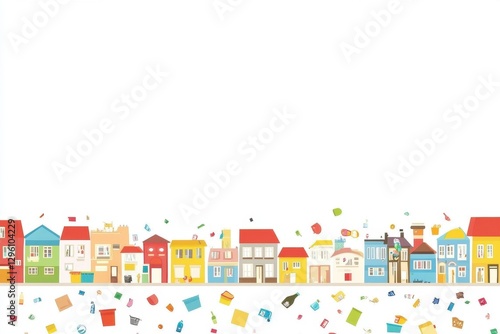Colorful Cartoon Houses with Blank Space for Customization