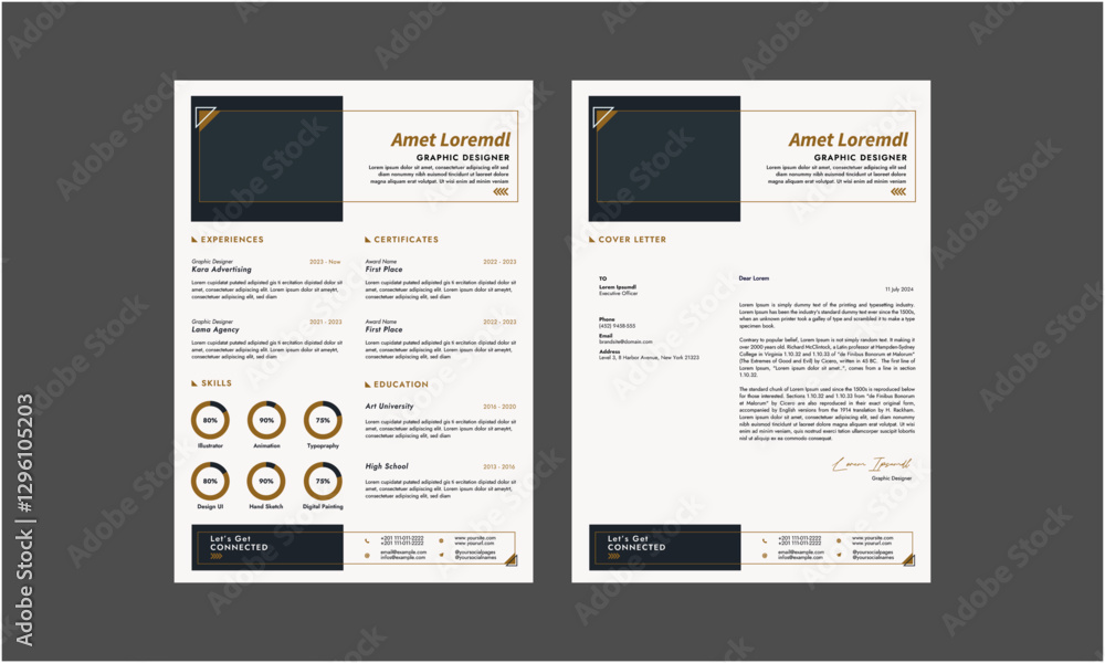 Business CV template. Minimalistic resume layout with work experience, education and skills fields vector set of minimalist elegant layout illustration Business CV template. Minimalistic resume layout with work experience, education and skills fields vector set of minimalist elegant layout illustration