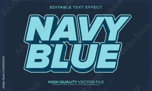 Navy text effect, editable text effect and blue 3d font style bold shadow retro poster design