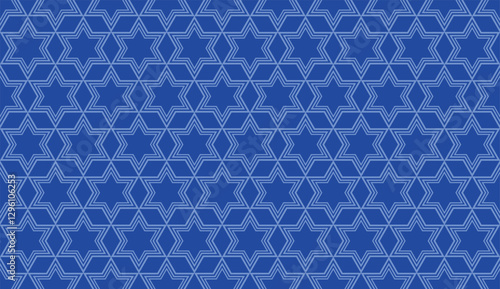 Star of David seamless blue vector background. Stylish vector repeating pattern with a Six-pointed star.
