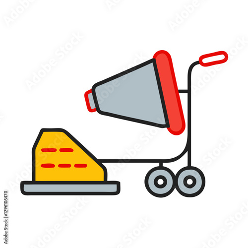 Concrete Screed icon with yellow and gray construction equipment