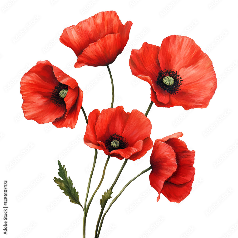 Obraz premium red poppies isolated on white