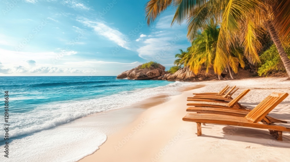 A serene beach setting featuring numerous wooden chairs arranged close to the water, inviting relaxation and enjoyment of the coastal view. A serene beach setting featuring numerous wooden chairs arranged close to the water, inviting relaxation and enjoyment of the coastal view.